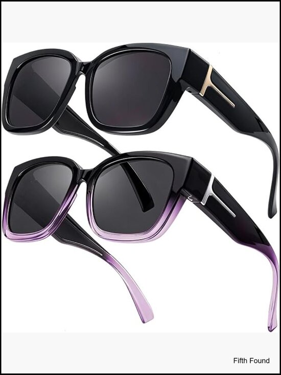 2 Pack Polarized Oversized Fit Over Square Sunglasses for Women main image 6
